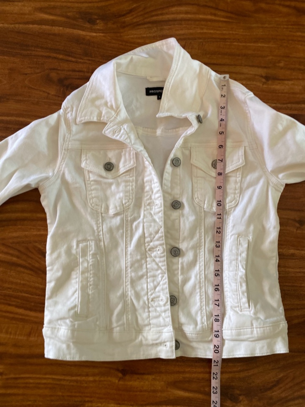 Prosperity Women's White Stretch Denim Jacket Size Small Coastal Cowgirl Casual - Picture 15 of 16